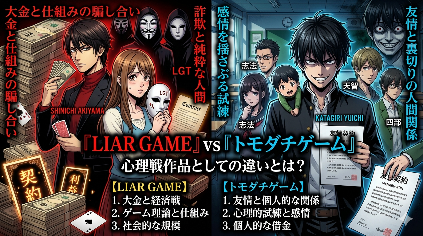 『LIAR GAME』と『トモダチゲーム』を比較｜心理戦作品としての違いとは