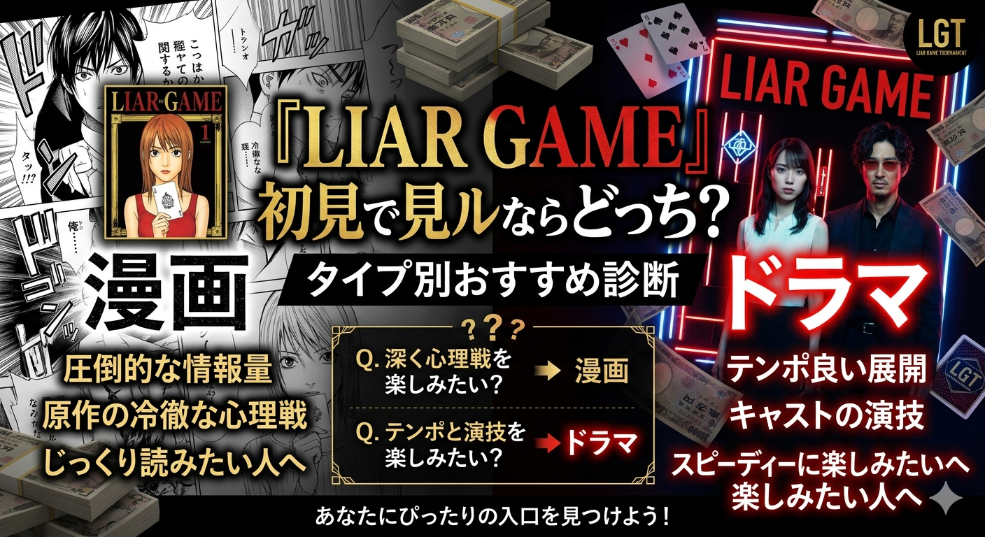 『LIAR GAME』を初見で見るなら漫画とドラマどっち？タイプ別おすすめ診断